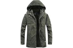 ZDJSWJ Parker épaissi à capuche pour homme Casual militaire chaud manteau à capuche Manteau de travail d'hiver sur grand
