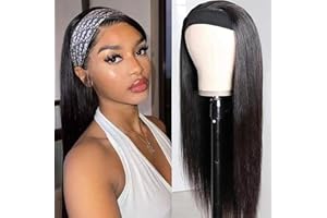 KERBEREY Perruque Bandeau Cheveux Humain 14 Pouces Wear and Go Glueless Wigs Perruque Bresilienne Perruque No Lace Front Headband Wig Straight Perruques pour Femmes Noires Naturelle Color