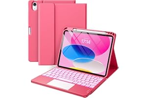 Vobafe Tastiera iPad 10 Generazione 10.9 Pollici 2022, Cover con Tastiera Rimovibile iPad A16 11 Gen 2025 con Trackpad, Italiano QWERTY con 7 Colori Illuminato, Custodia con Portapenna,Rosa