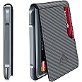 MURADIN Mens Wallet Tactical Bifold Wallets for Men Metal RFID Blocking Aluminum Money Cards Holder Gifts for Men, Carbon Fiber Gray