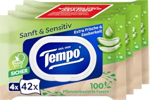 Tempo våta toaletthanddukar mjuka och känsliga 4 x 42 våtservetter