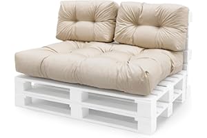 Spatium Cojines para pales europalé palets Funda desenfundable, Impermeable Beige 3-Piezas Set