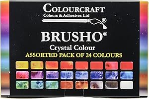 Brusho by Colourcraft BRU85001 Crystal Colour Assorted Pack of 24 Colours, 15 g