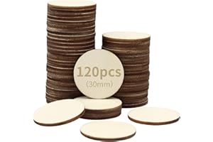 RUBY 120 discos de madera, redondos, para manualidades, 3 cm x 2 mm, para decoración, manualidades, pintar (120 unidades, 3 cm x 2 mm)
