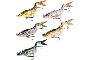 Ryvera Señuelos de Pesca Articulados Múltiples Cebos Artificiales 5 Piezas Señuelos Pesca Spinning Accesorios de Pesca para la Pesca de Agua Salada, Trucha, Perca, Lucio