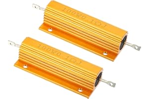 PATIKIL 2 Stück 100W 0.1 Ohm Aluminium Hülle Widerstand Gehäuse Draht Widerstände Schraube Tap Leistungswiderstand Goldton
