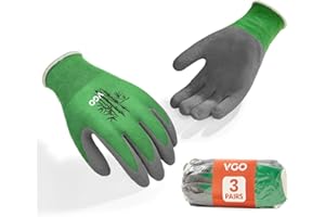 Vgo... 3 Pares de Guantes de Trabajo con Revestimiento de Látex Antideslizante, Fibra de Bambú Transpirable, para Jardinería, Construcción, Bricolaje...Lavables a Máquina(RB6026-FM,Verde,XL,3 Pares)