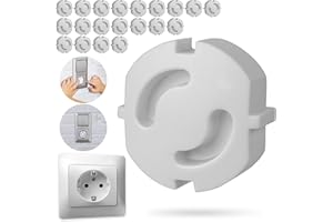 YOUR DAY MATE Cache-Prise Bébé sans Adhésif, 20 pièces, en Blanc, Convient aux Prises Schuko de Type F, Sûreté Enfants, Protection des Doigts à insérer, protège-Prise, Sécurité bébé Prise, Sécurité Enfant Prises