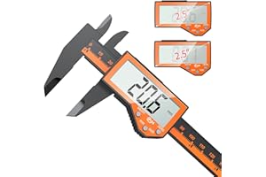Digital Vernier Caliper, Preciva 150mm Electronic Calipers Measuring Tool with LCD Screen, Lightweight Portable Precision Micrometer with Mm/Inch Conversion, Splash Resistant, Black and Orange
