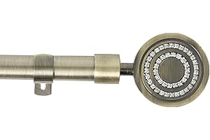 HOMEYA - Barra Cortina Extensible - Barra Forjado Extensible para Cortina - Palo Delgado con Sorportes 120-210cm, Bronce - Perlas