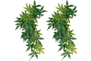 Abizoo 2 Pack Terrarium Pflanze,Terrarium deko Künstliche Ranken Kletter-terrarienpflanze Reptilienpflanzen Hängende Mit Saugnapf Für Bartagamen Eidechsen Geckos Schlangen Haustiere Einsiedlerkrebse