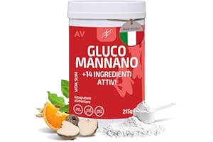 AV Integratore Glucomannano In Polvere Idrosolubile Per Controllo Del Peso, Sindrome Metabolica, Drenante. Glucomannano Forte Con Ashwagandha, Magnesio Citrato E Inulina, Made In Italy (215g)