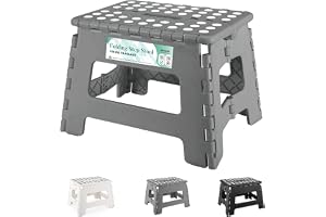 HEIMWOHL Hållbar hopfällbar stegpall, grå hopfällbar pall, 23 cm för barn och vuxna, stöder upp till 150 kg, lätt och lätt at