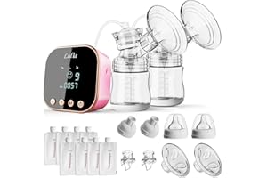 ‎LULIA [2023 Upgrade]Lulia Doppelte elektrische Milchpumpe, 4 Modi und 9 Stufen, tragbar, starke Saugkraft, schmerzfrei, Stillpumpe, Milch, ultra-leise, wiederaufladbar, BPA-frei (Rosa)