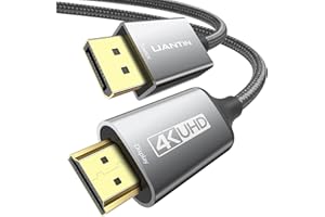 UANTIN 4K DisplayPort to HDMI Cable 10Ft | 1080P@120Hz,1440P/2K@60Hz Uni-Directional DP to HDMI Male Braided Cord Display Port to HDMI Cable for Desktop,Dell,Lenovo,ThinkPad,HP,AMD,NVIDIA