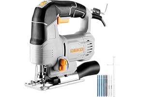 Elektro-stichsägen: DEKOPRO 550W Power Jig Saws Stichsäge Holz Cutter Maschine mit LED-Licht, 800-3000 SPM variabler Geschwindigkeit, 4 orbitalen Einstellungen, ±45° Schrägcut-Schneiden,Ersatzblättern