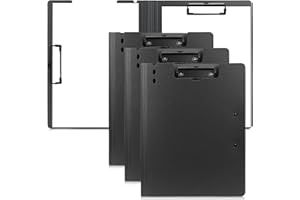 FYY 3PCS A4 Foldover Clipboards Folder - Plastic File Foldover Clip Board, 360° Flip Writing Pad for Nurses, Business, Office, School（Horizontal and Vertical Double Metal Clips) Blacks