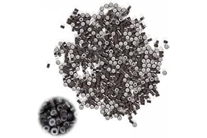 WANGENPING 200 sztuk nanoringów z silikonem, koraliki do włosów z silikonową podszewką, nano pierścienie, 3 mm, mikro-pierścienie, akcesoria do przedłużania włosów (ciemnobrązowe)