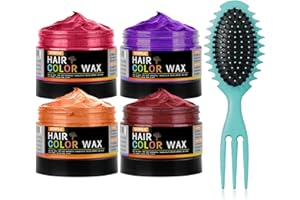WOZUTUNT 4 PCS Cire Colorante Temporaire Pour Cheveux Cire Colorante Naturelle – Pommade Coiffante Facile à Laver Avec Des Résultats Instantanés Et Une Tenue Longue Durée (Rouge & Orange & Violet & Bordeaux)