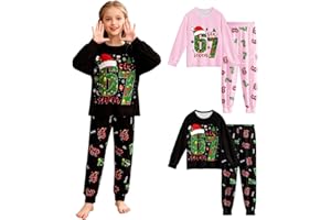 DASHADAO 67 Christmas Jumper and Pants 2PCS Outfit for Kids Boys Girls 67 Meme Long Sleeve T Shirt & Trousers Suit Youth Six Seven Winter 6 7 Meme Long Sleeve Tops and Pants Set Children's Home Clothes Sets UK