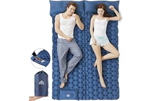 Elegear Self Inflating Camping Mattress Double With Pillow, Camping Sleeping Mat Double with Foot Pump Lightweight Sleeping Mat Portable,Outdoor Camping Pad for Hiking Travel Backpacking Beach