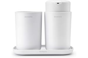 Brabantia Renew Collection Badezimmer-Set, Kunststoff, Weiß, Set of 3