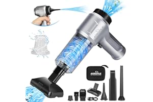 QLOUNI Aspirateur à Main, 11000PA Aspirateur Voiture sans Fil, 3 en 1 Mini Aspirateur Portable, 4000mAh Rechargeable Petit Aspirateur pour Voiture, Maison, Poils d'animaux, Argent