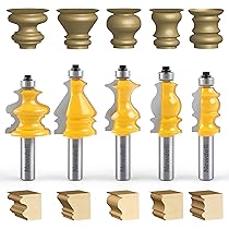 Meihejia 1/2 Inch Shank Router Bit Set - 5 Piece Architectural Molding Edge-Forming Bits For Woodworking - View #11