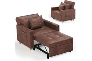 YODOLLA 192cm schlafsessel, 3-in-1 Schlaferstuhl, Ausziehbar Schlaferstuhl mit Bettfunktion, Schlafsofa mit Seitentasche und Regulierbarer Rückenlehne für Gästezimmer & kleine Wohnung, Braun