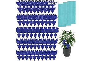 KIKISML 50Pcs Trappole Appiccicose, Yellow Insetti Mosche Trappole con Cravatte Intrecciate Assassino di Trappole per Moscerini per Mosche Bianche Zanzare Fungo Afidi, Giallo, Blu