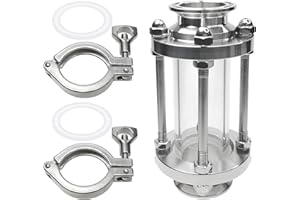 RIXIGOOD 1.5 Inch Tri-Clover In-Line Sight Glass with 2pcs 1.5" Tri Clamp and Silicone Gasket 304 Stainless Steel Sanitary TC Fittings for Boiler Still Tank Fermenter Industrial & Home Use
