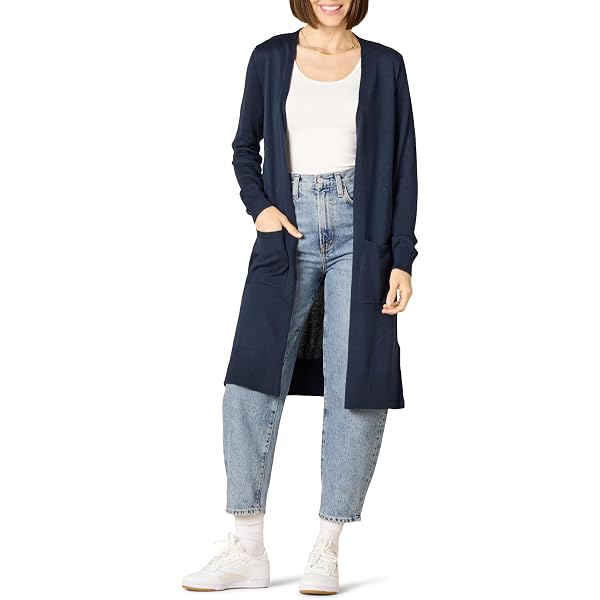 Cardigan Léger Long Pour Femme - Coupe Ample, Manches 3/4 Et Poches - Parfait Pour La Plage, Le Bureau Ou Un Look Décontracté