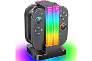 Wenocally Switch 2 Controller Charger Dock Compatible with Nintendo Switch 2, Switch 2 Joycon Charger with 6 RGB Light Modes & Timer Function for Switch 2 Accessories