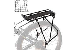 JOLITAC Bike Cargo Rack Bungee Cargo Net & Reflective Logo Universal Adjustable Bicycle Rear Luggage Touring Carrier Racks 25kg Capacity Mountain Road Bike for 26"-29" Frames