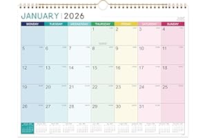 ARTFAN 2026 Calendar - Wall Calendar 2026, 12 Month Calendar from Jan.26 - Dec. 26, 37 x 29 cm, Double Binding Hook, Large Mixed Color Right Angle Block