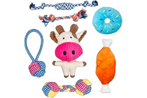 Dunkwckore 7 Stück Hundespielzeug Kleine Hunde, Welpenspielzeug, Spielzeug Hund, Dog Toys, Langlebiges Kauspielzeug und Quietschend Intelligenz Hundekuscheltiere Set, Welpen Bissfestes Kuscheltier