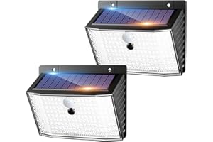 nipify Luce Solare Led Esterno, 2 Pezzi Faretti Solari a Led da Esterno con Sensore di Movimento 3 Modalità Lampade Solari da Esterno IP65 Impermeabile per Giardino Garage Patio Cortile