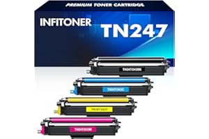 INFITONER 4-Pack TN-243CMYK Toner Value Pack Compatible for Brother TN243CMKY TN247 Toner Cartridges DCP-L3550CDW DCP-L3510CDW HL-L3230CDW MFC-L3710CW MFC-L3750CDW MFC-L3770CDW - Black Cyan Yellow Magenta