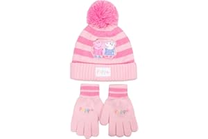 Peppa Pig Children's Winter Hat & Gloves Set Warm and Comfy Beanie Hat & Gloves Set for Girl - Gift for Girls age 2-7