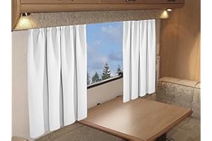 Olivia Rocco Cortinas opacas de tejido liso para caravanas, autocaravanas, autocaravanas, caravanas, paneles plisados, tela lisa (blanco, 114 x 106 cm)