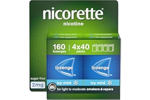 Nicorette Cools 2mg Lozenge, 160 Pieces (4 x 40 Packs), Effective and Discreet Stop Smoking and Stop Vaping Aid, Nicotine Lozenges with Dual-Layer Icy Mint Flavour Release (Quit Smoking or Vaping)