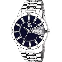 Fogg Stainless Steel Day and Date Blue Dial Analog Mens Watch (2038-BL)