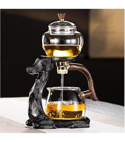 MYBAQ, Fish Spitball semi-automatische theemaker voor luie mensen, hittebestendige glazen magnetische theepot set. Luie Kung Fu glazen theeset, voor het zetten van losse en bloemthee thuis en op