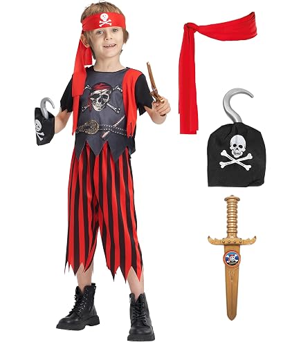 Piraten-Kostüm Für Kinder (5–7 Jahre) – Inkl. Jacke, Hose, Hut & Gürtel