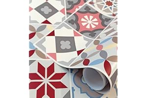 GOYAPRINT Vinilo Decorativo Baldosa Hidraulica Multicolor 62x250cm para Cocina Pared Papel Autoadhesivo Impermeable Cenefa Mosaico Imitacion Azulejos Vintage (250x62 cm, Baldosa Hidráulica color)