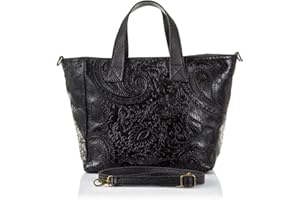 FIRENZE ARTEGIANI. Borsa da donna in vera pelle. Borsa Tote a tracolla in vera pelle. Pelle incisa serpente. Borsa a tracolla. Borsa a tracolla. Made in Italy.Vera Pelle Italiana, Nero, 32x14x23 cm