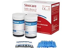 sinocare Medidor de Glucosa en Sangre Tiras Diabetes, 50 x Tiras Prueba de Glucosa en Sangre Reactivas sin Código para Safe Accu2