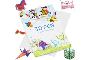SKIWAX Modèle de Dessin de Stylo 3D, Modèle de Papier Épais Réutilisable Coloré de 40 Motifs avec Plaque Transparente pour Enfants et Adultes Démarrage de Bricolage pour Stylo 3D Cadeau Jouet