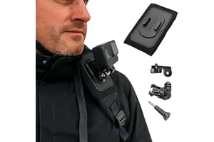 wilcractk Soporte de Correa de Hombro Compatible para cámara, Almohadilla de Hombro Ajustable, Compatible con GoPro Hero 10/9/8/7/6, Rotación + J-Hook + Tornillo Largo (14×19cm, Pack 4 Accesorios) ﻿