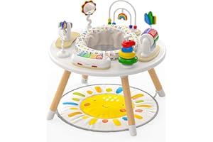 Move2Play 4-in-1 Baby Activity Center | Montessori-Inspired Design | 8 Interactive Toys | Tummy Time, Exersaucer, Jumper | 3-6+ Month Must Have | Baby Essential (Sun Mat)